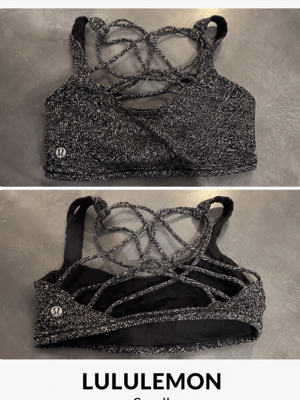 lululemon athletica Black Marled Strappy Sports Bra